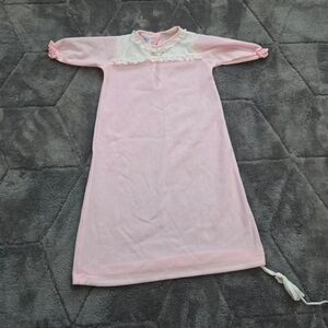 Vintage 1980s Baby Girl Light Pink Sleep Dress Size Layette Infant